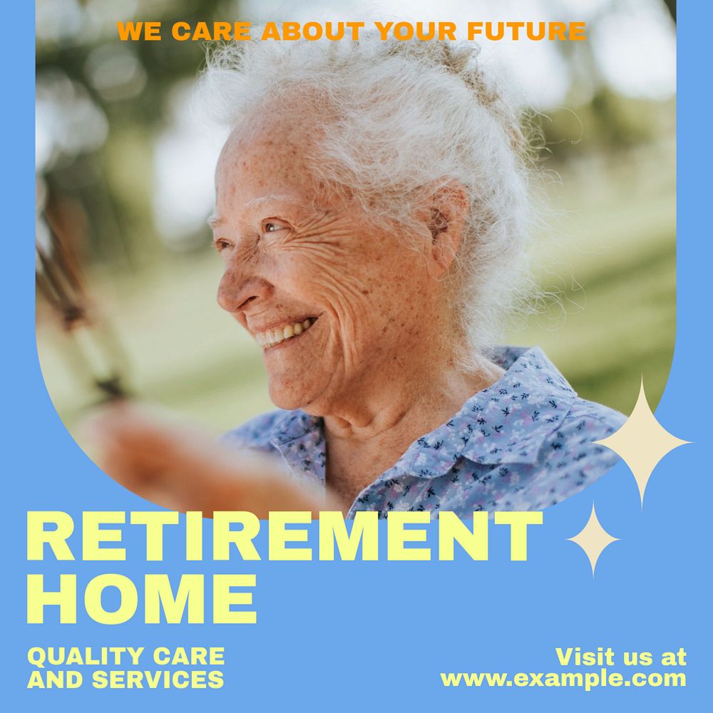 Retirement home Instagram post template, editable social media ad