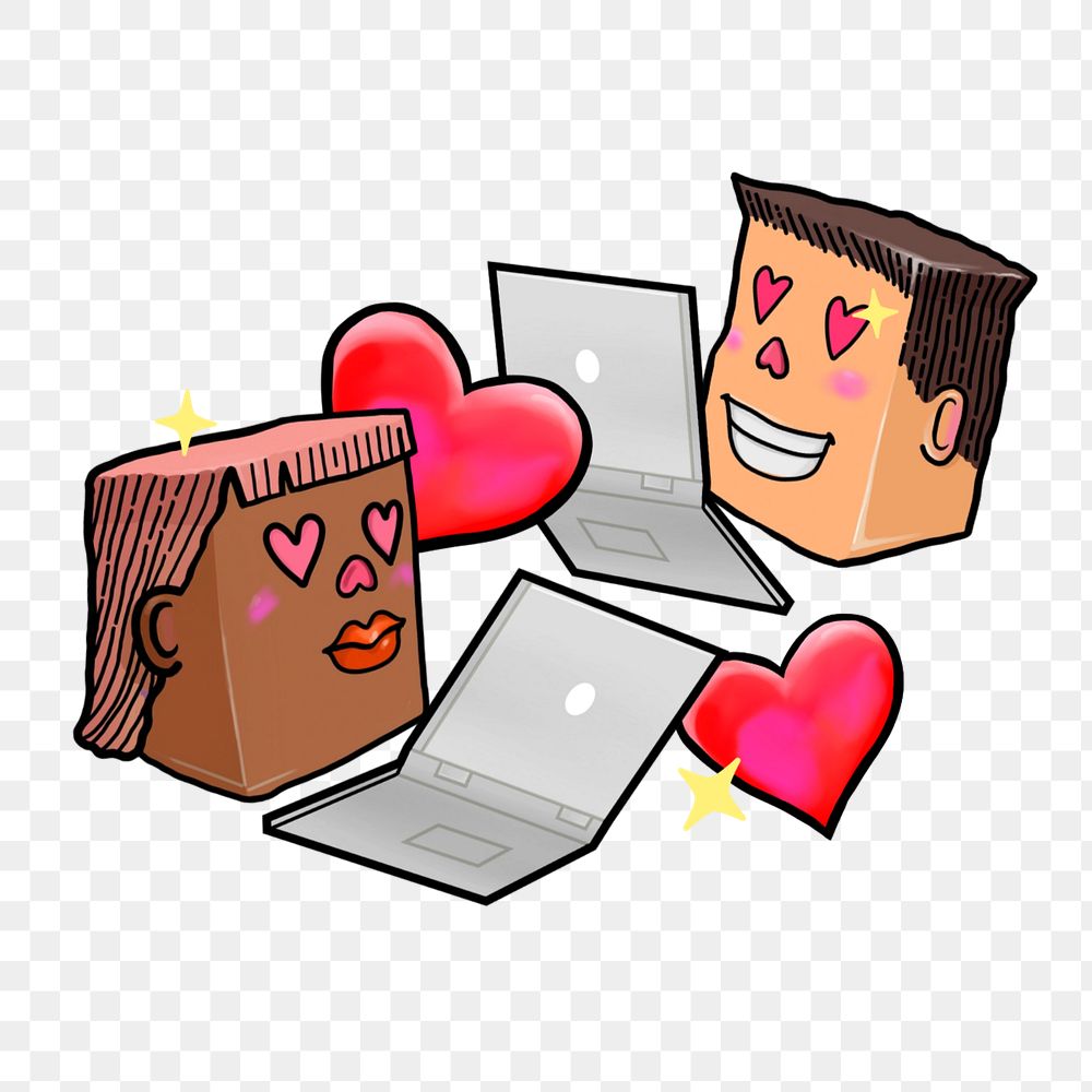 Online dating cartoon element, editable funky character design