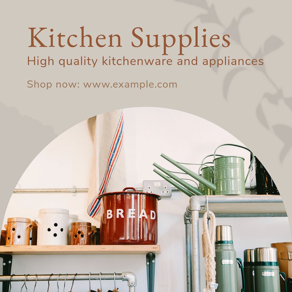 Kitchen supplies Instagram post template, editable social media ad