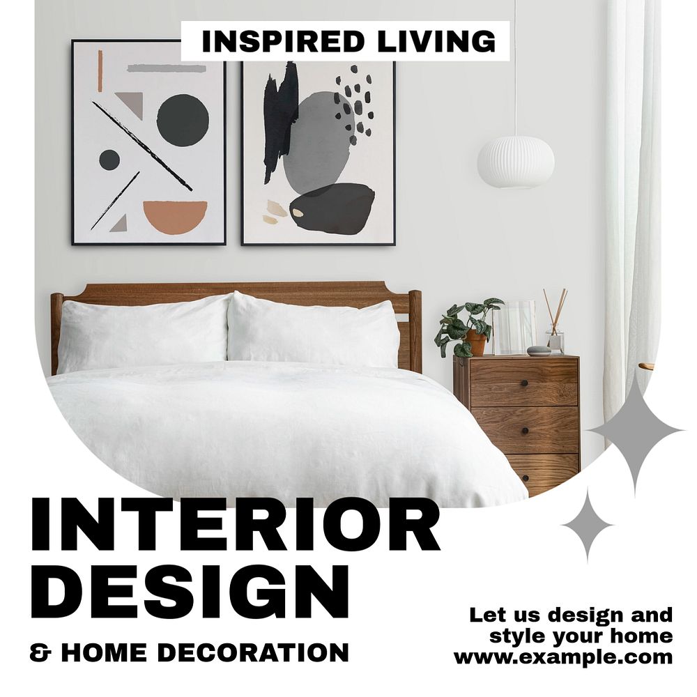 Interior design Instagram post template, editable social media ad