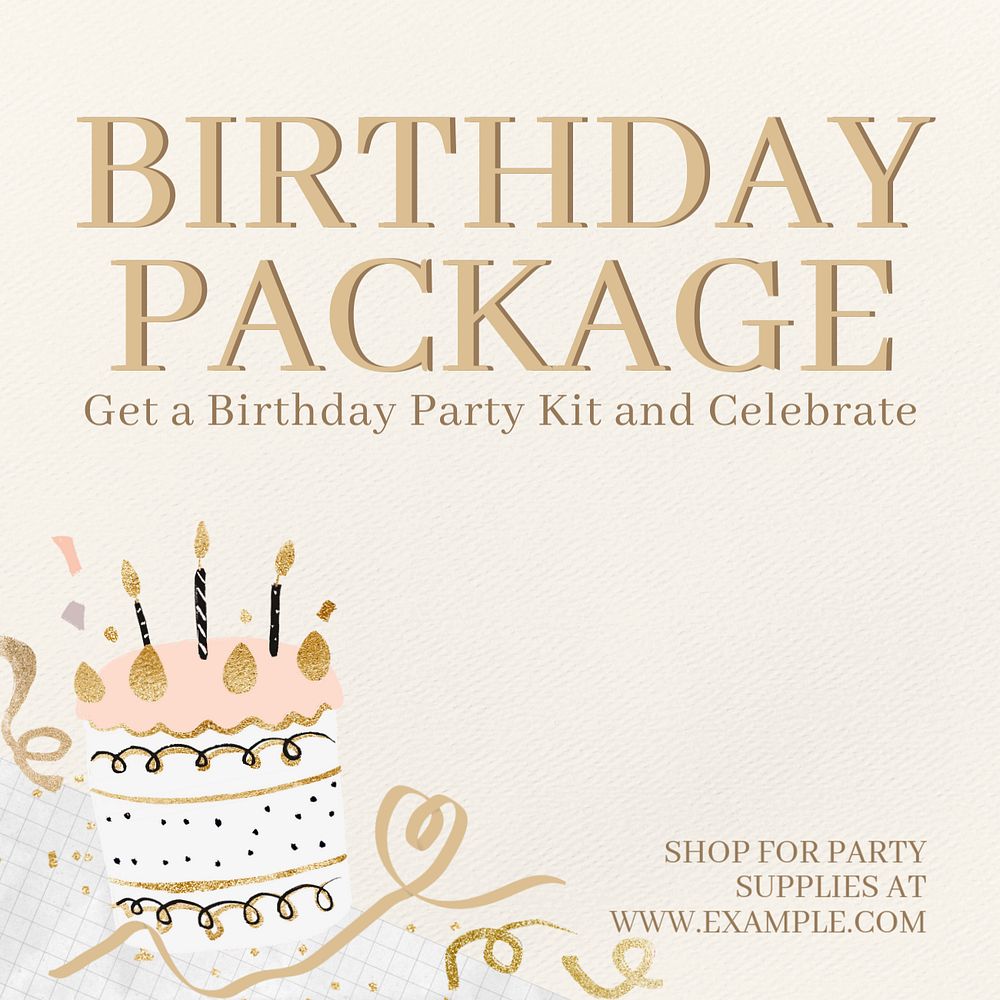 Birthday package Instagram post template, editable design