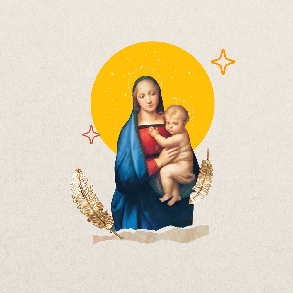 Raphael's famous painting, editable Madonna del Granduca artwork, remixed by rawpixel