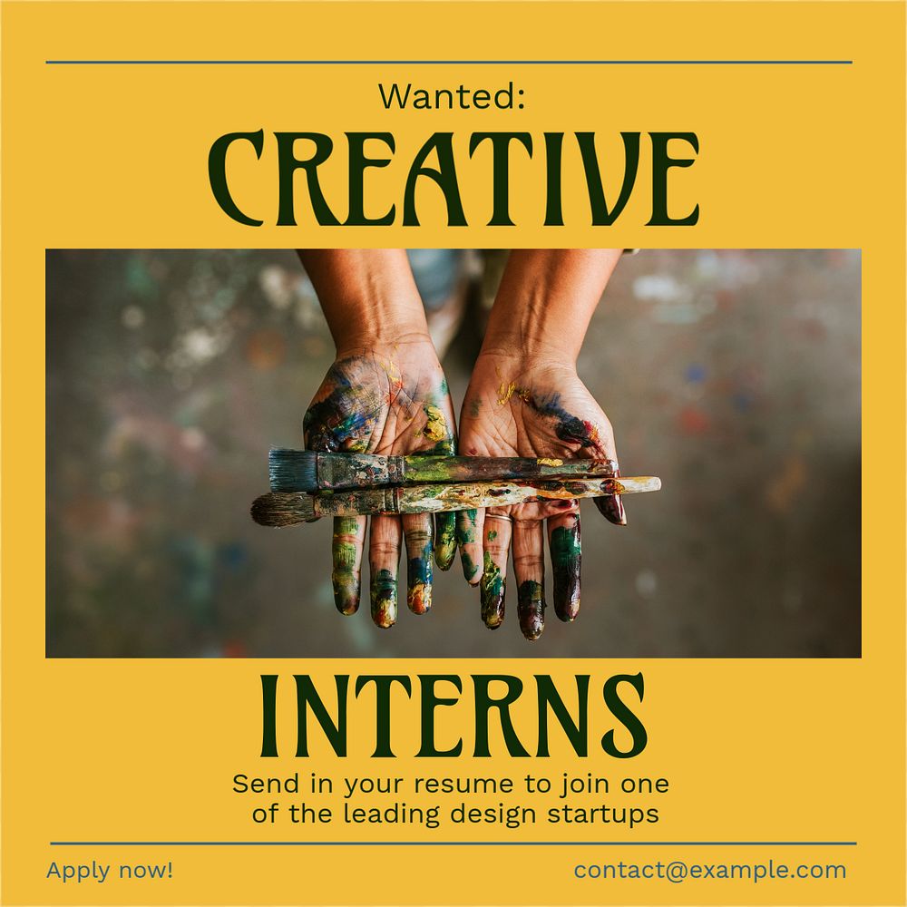 Interns hiring Instagram post template, editable social media ad