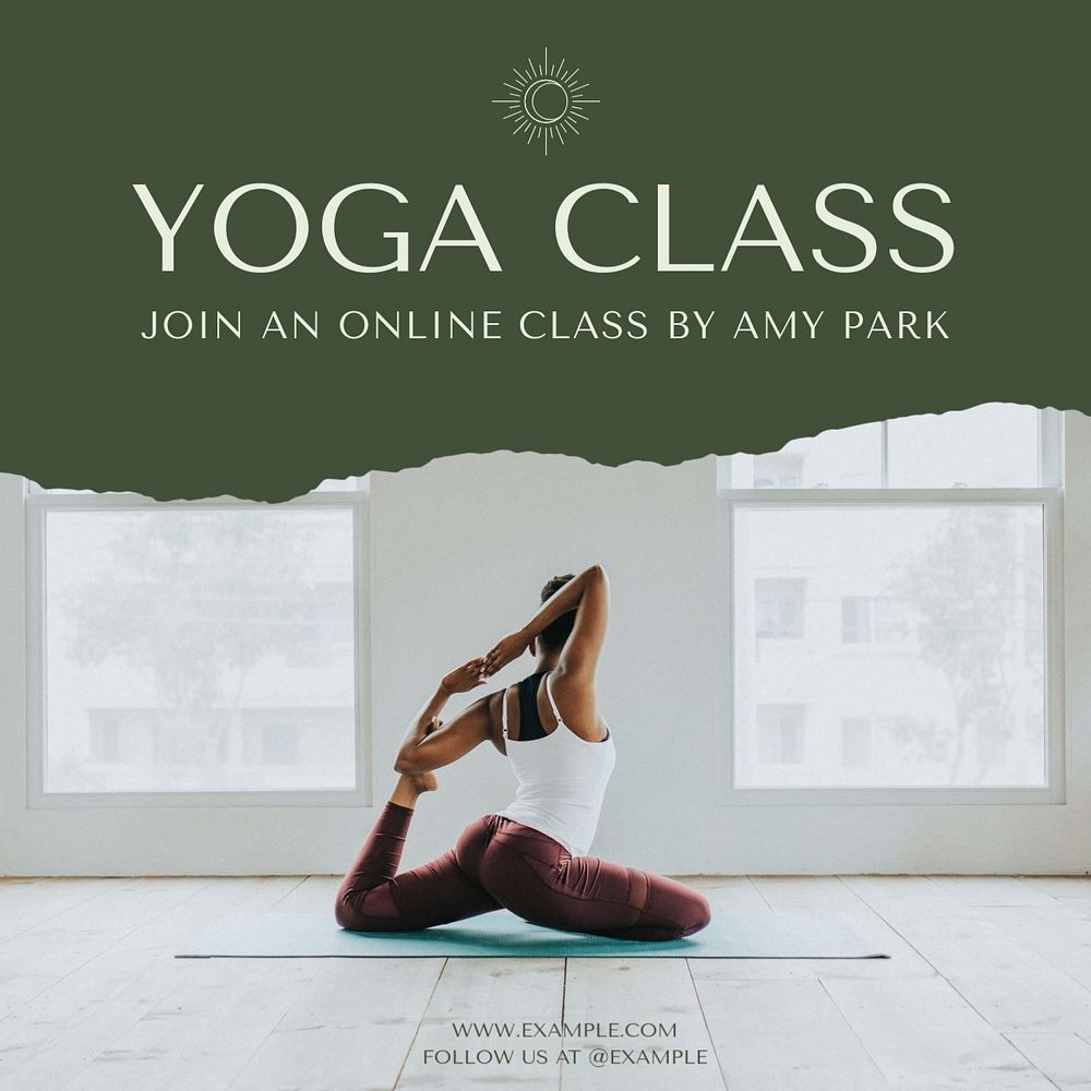 Yoga class Instagram post template, editable social media ad