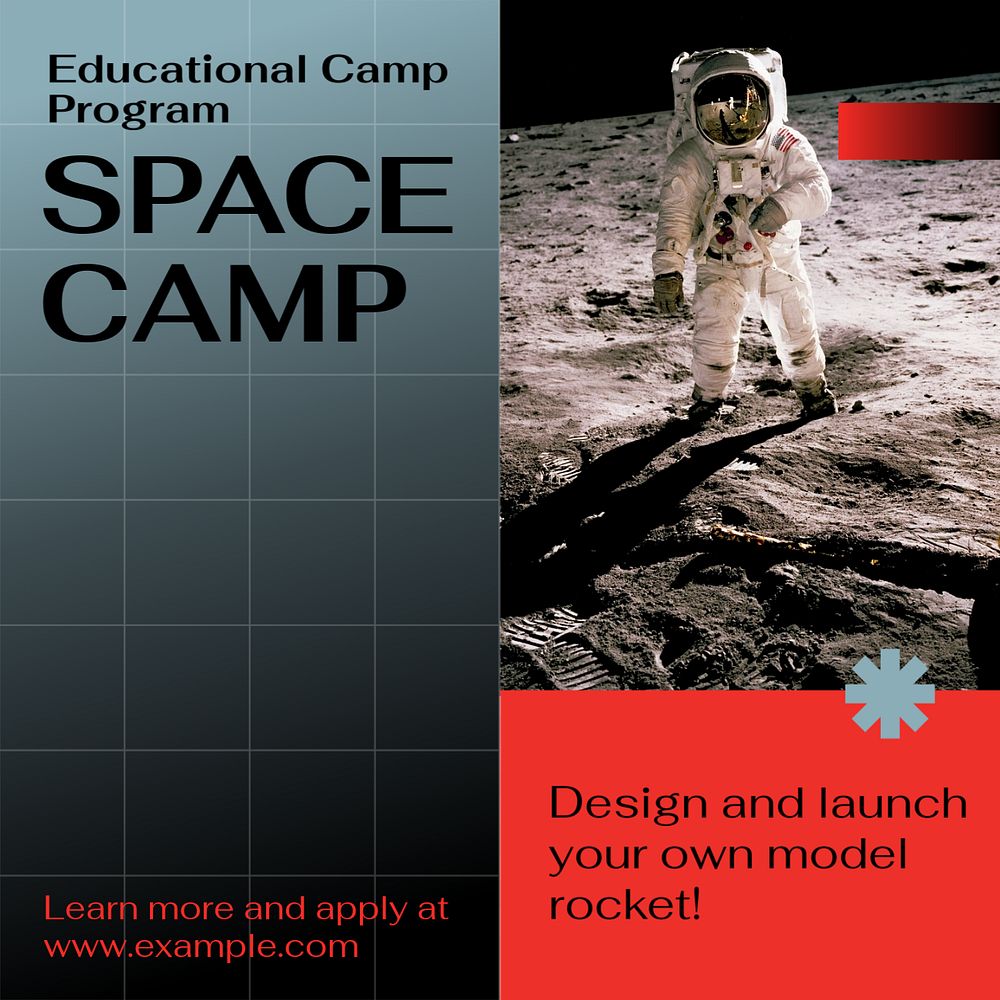 Space camp Instagram post template, editable social media ad