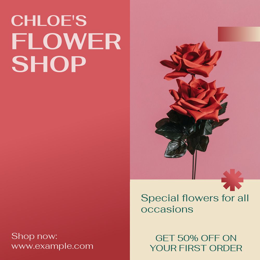 Flower shop Instagram post template, editable social media ad