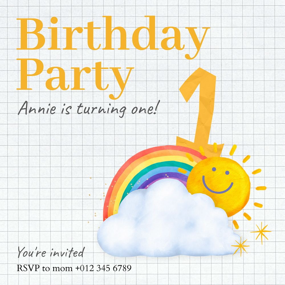 Birthday party Instagram post template, editable design