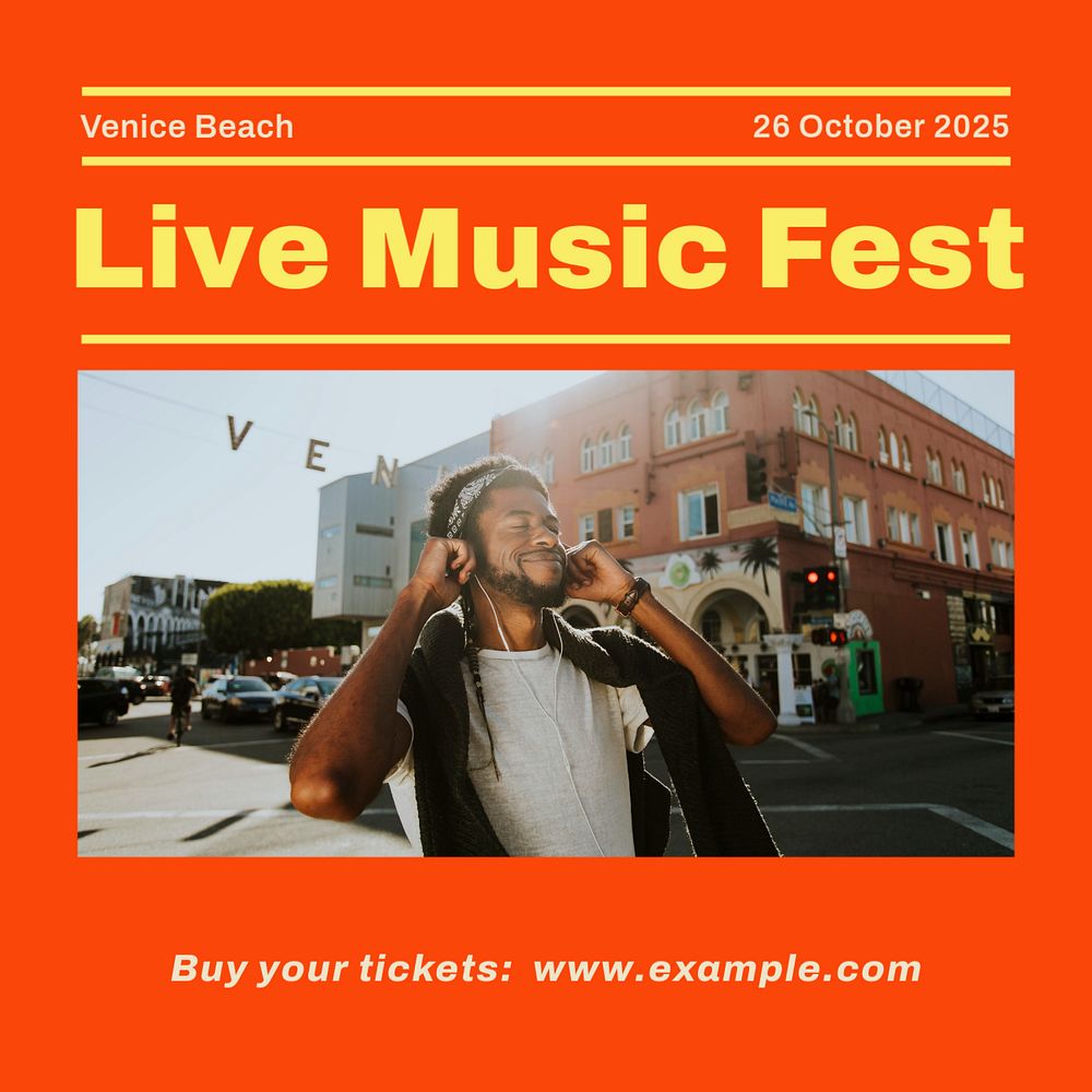 Music festival Instagram post template, editable social media ad