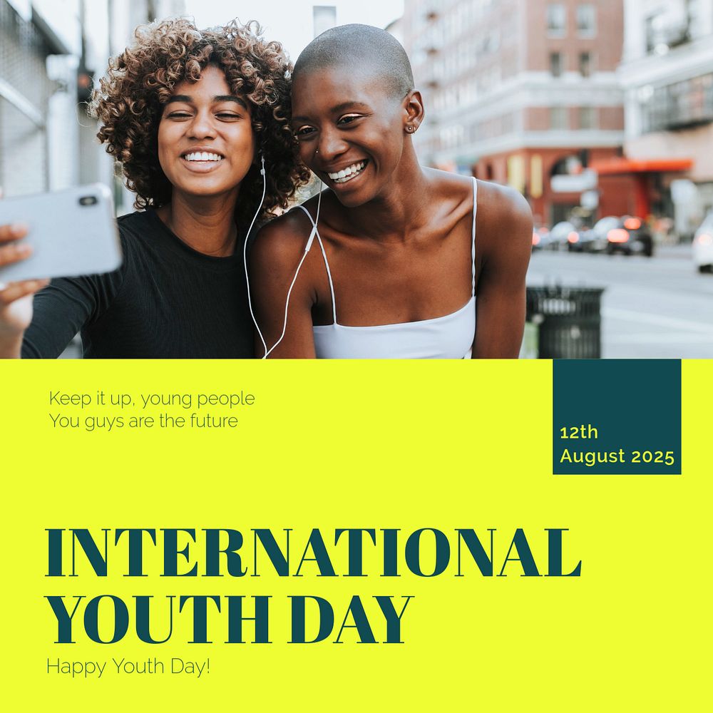 Youth day Instagram post template, editable social media ad