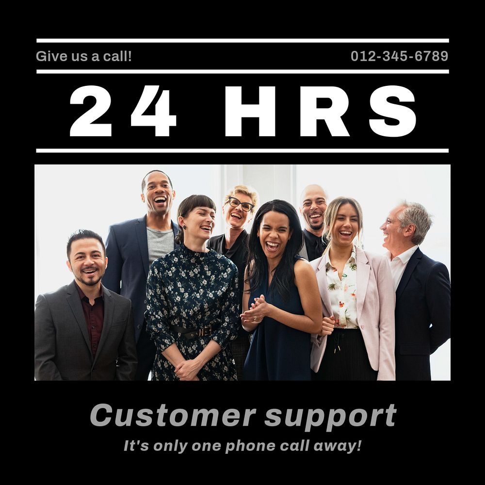 Customer support Instagram post template, editable social media ad