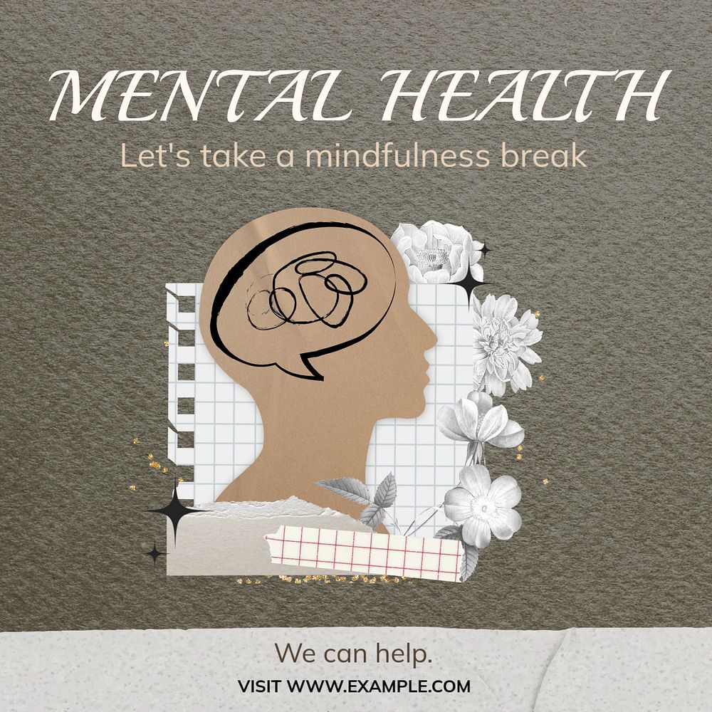 Mental health Instagram post template, editable design