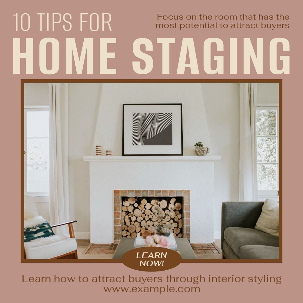 Home staging Instagram post template, editable social media ad