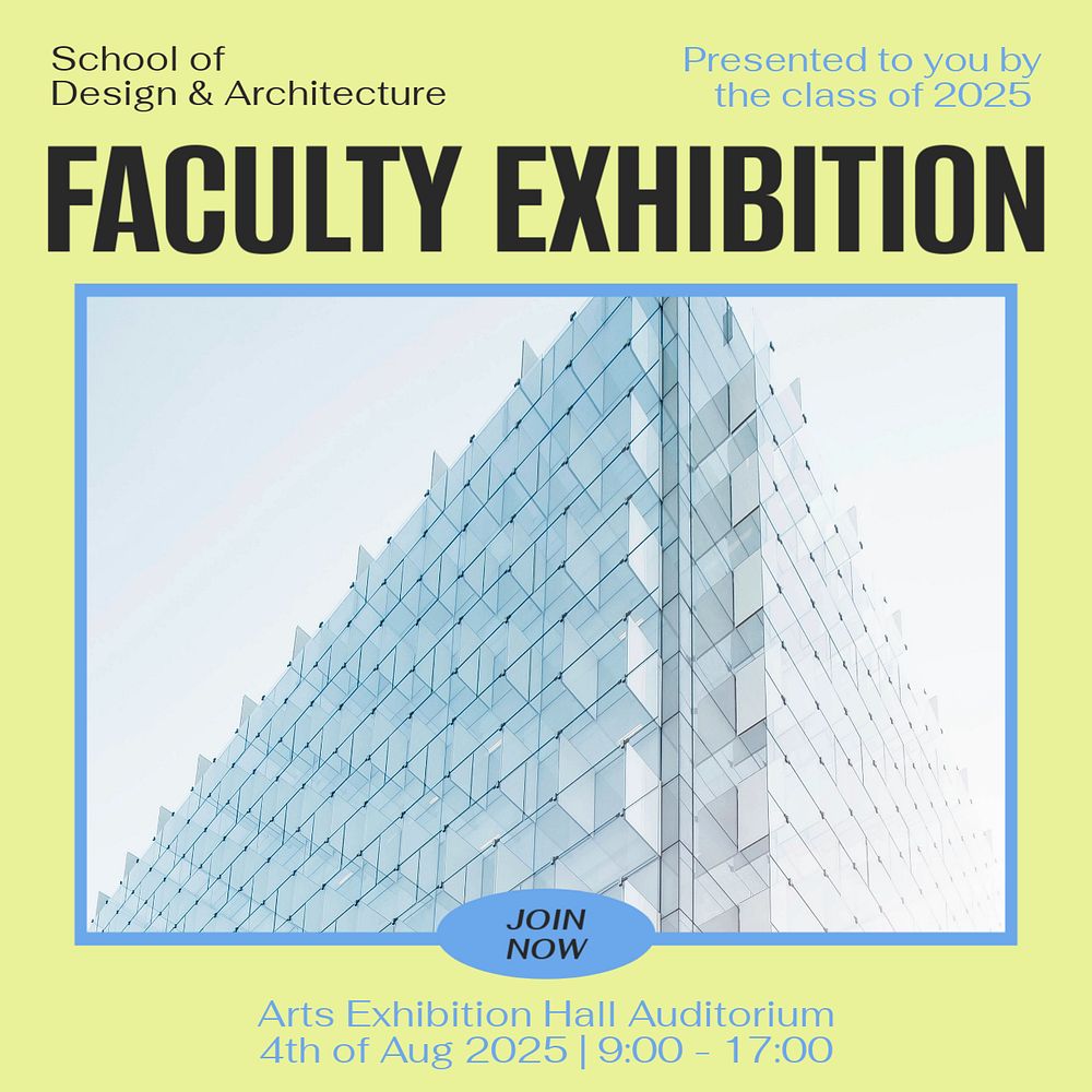 Faculty exhibition Instagram post template, editable social media ad