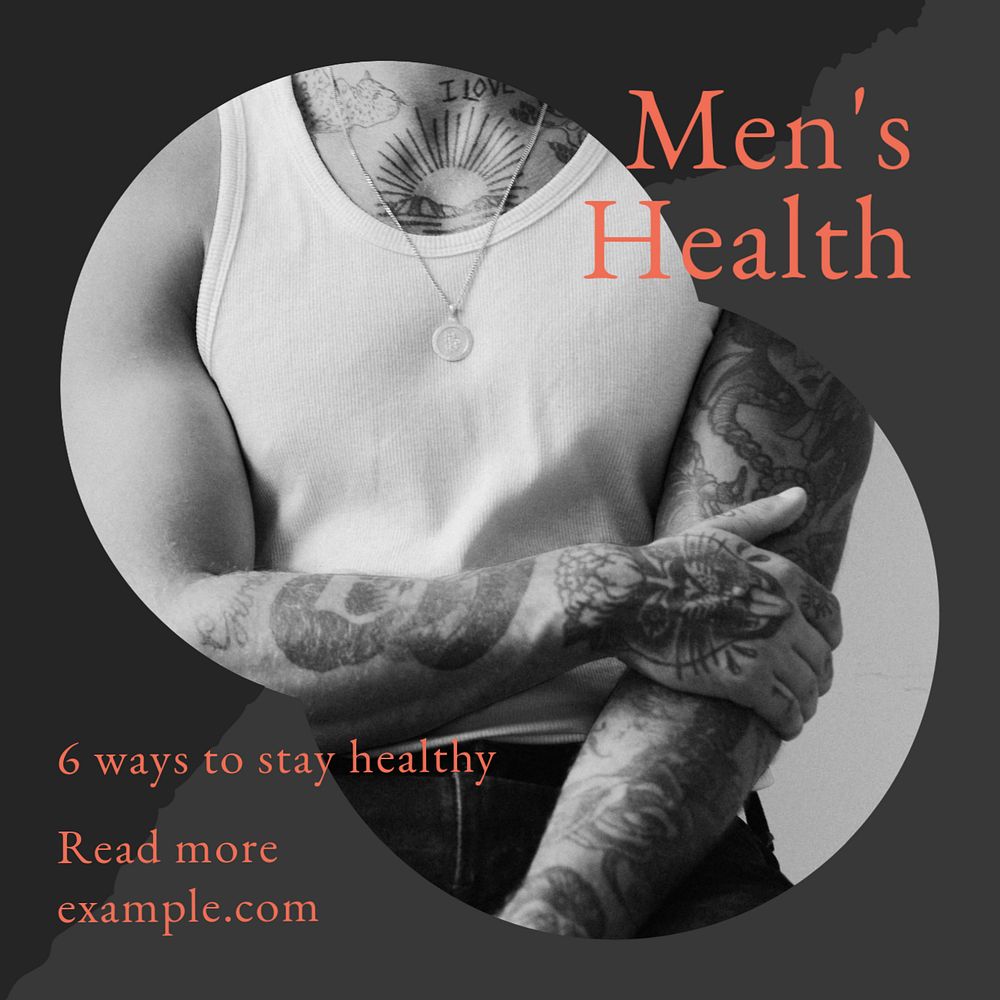 Men's Health Instagram post template, editable social media ad