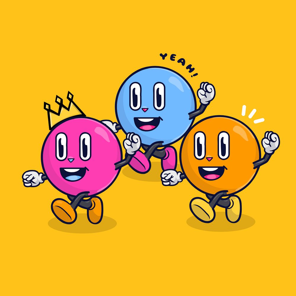 Funky teamwork character, editable cartoon design