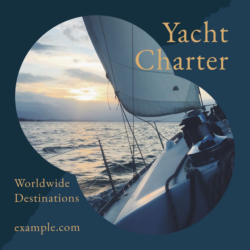 Yacht charter Instagram post template, editable social media ad