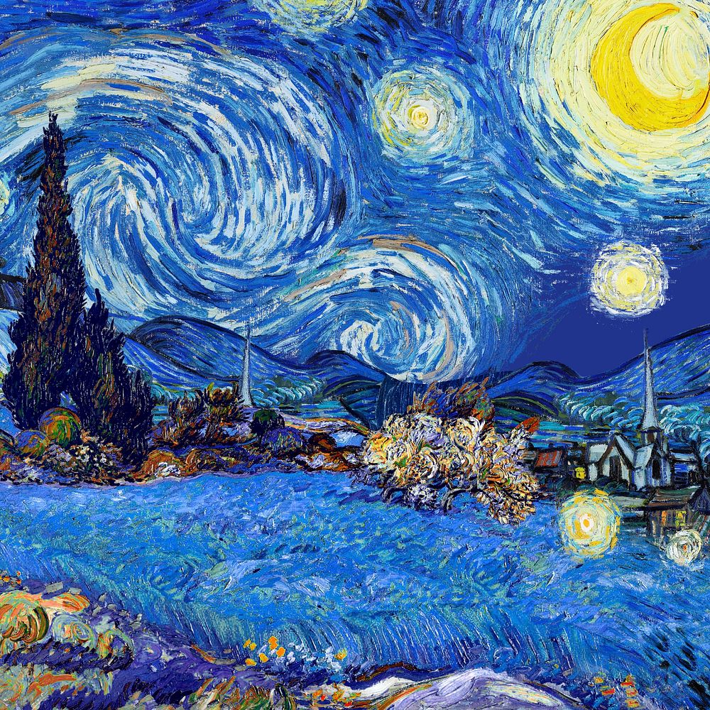 Starry Night, Van Gogh's artwork. Remixed by rawpixel.