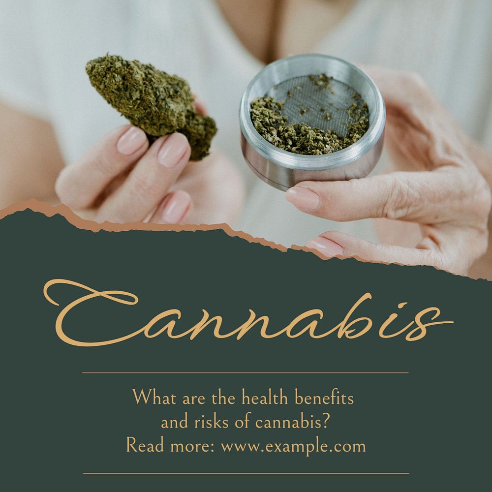 Cannabis Instagram post template, editable social media ad