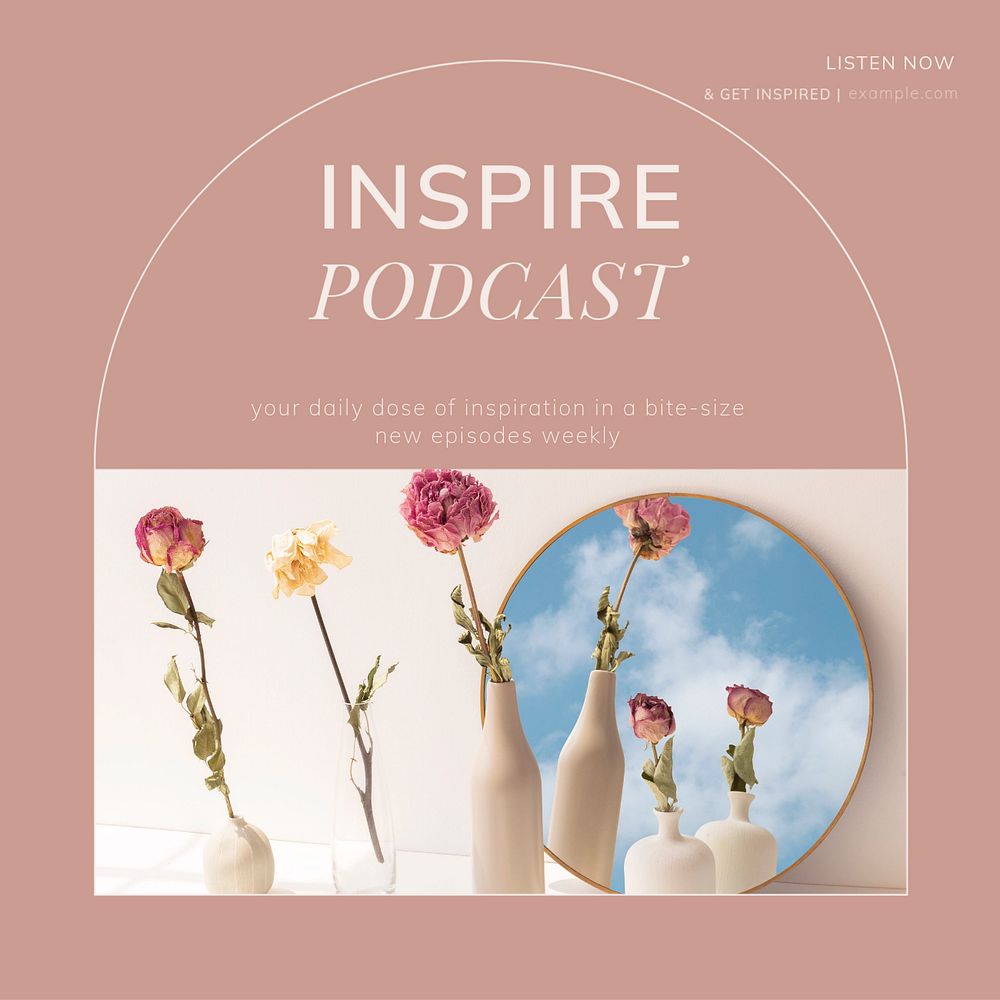 Inspire podcast Instagram post template, editable social media ad