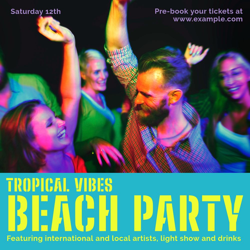 Beach party Instagram post template, editable social media ad