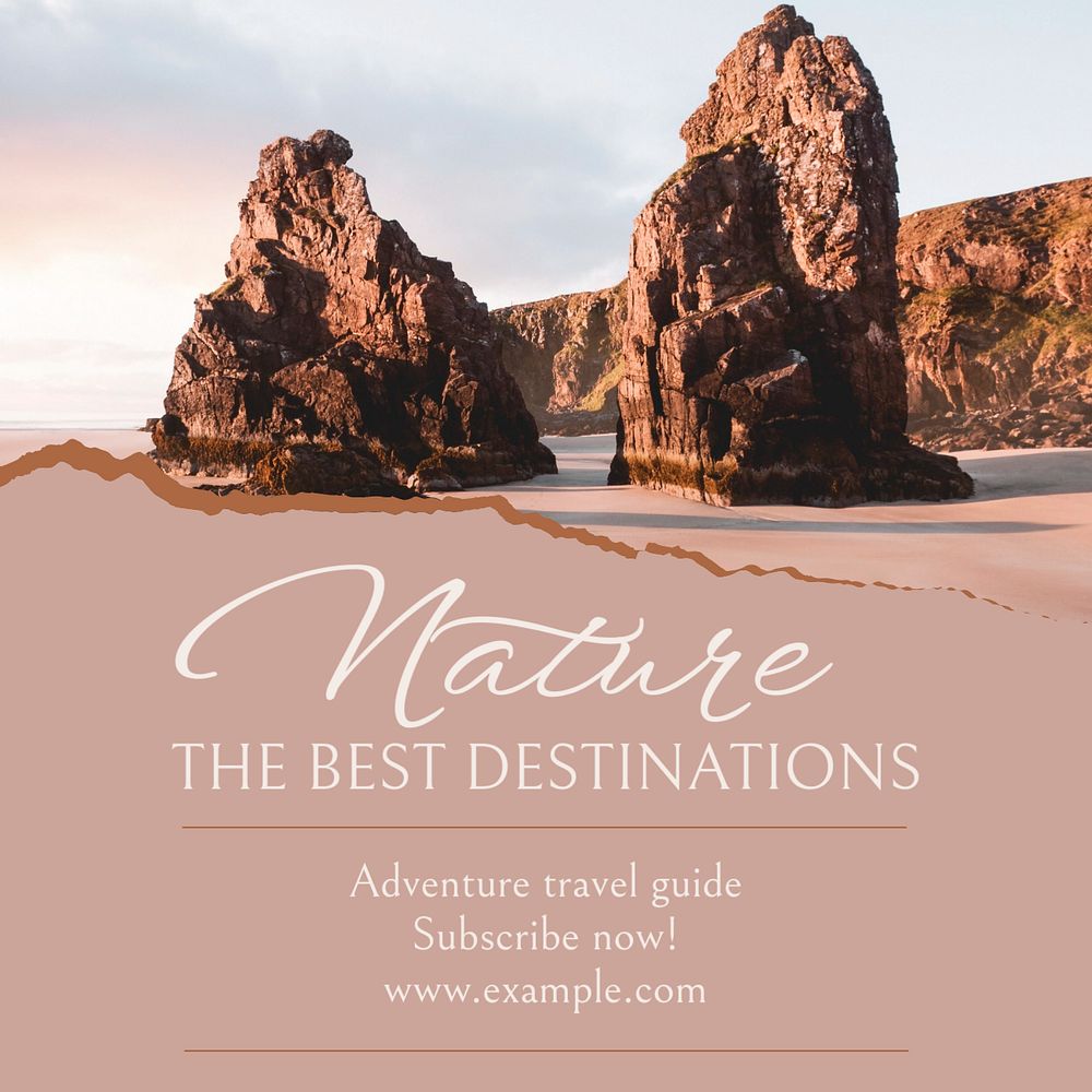 Nature travel Instagram post template, editable social media ad