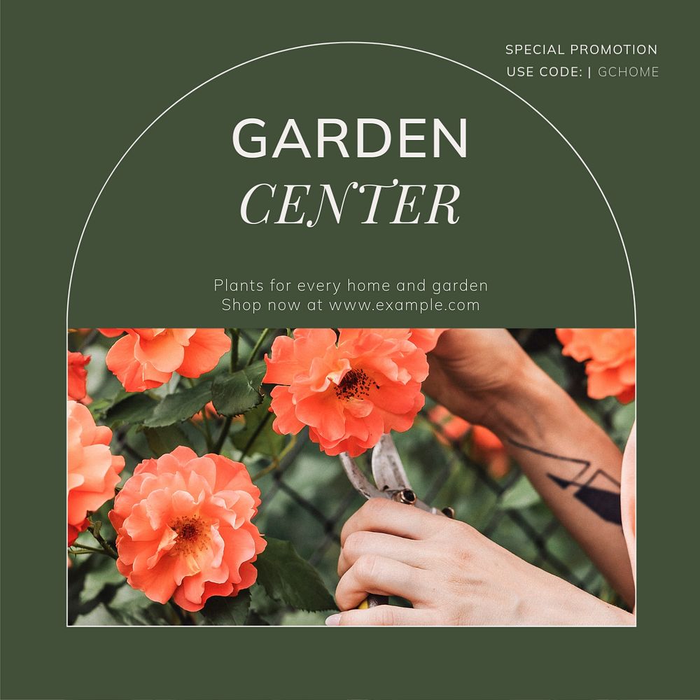 Garden center Instagram post template, editable social media ad