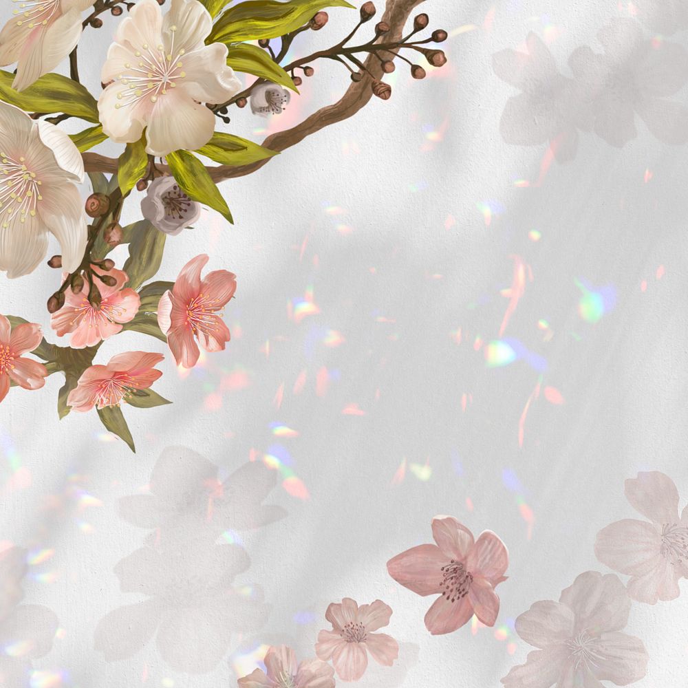 Japanese sakura aesthetic background, traditional flower border, editable design