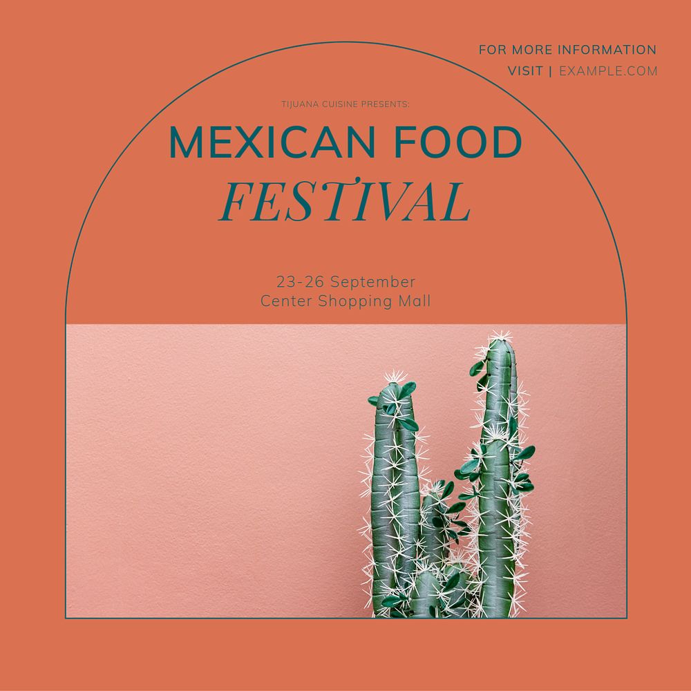 Mexican food festival Instagram post template, editable social media ad