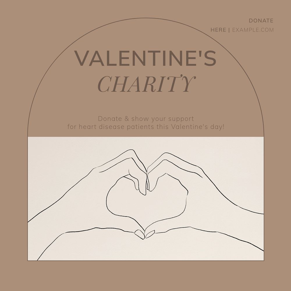 Valentine's charity Instagram post template, editable social media ad