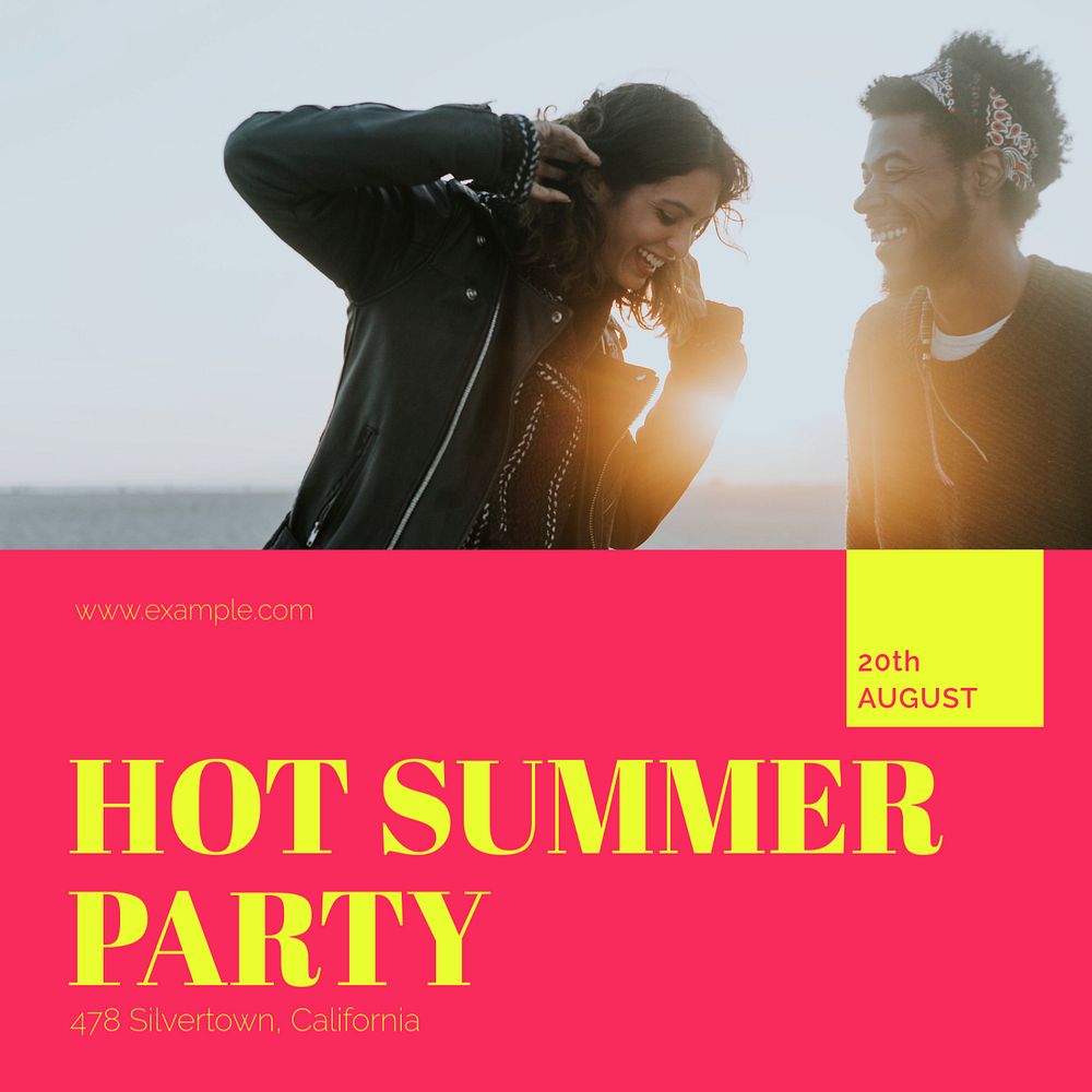 Summer party Instagram post template, editable social media ad