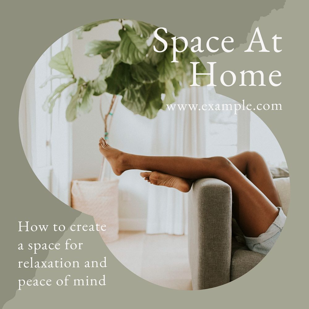 Relax at home Instagram post template, editable social media ad