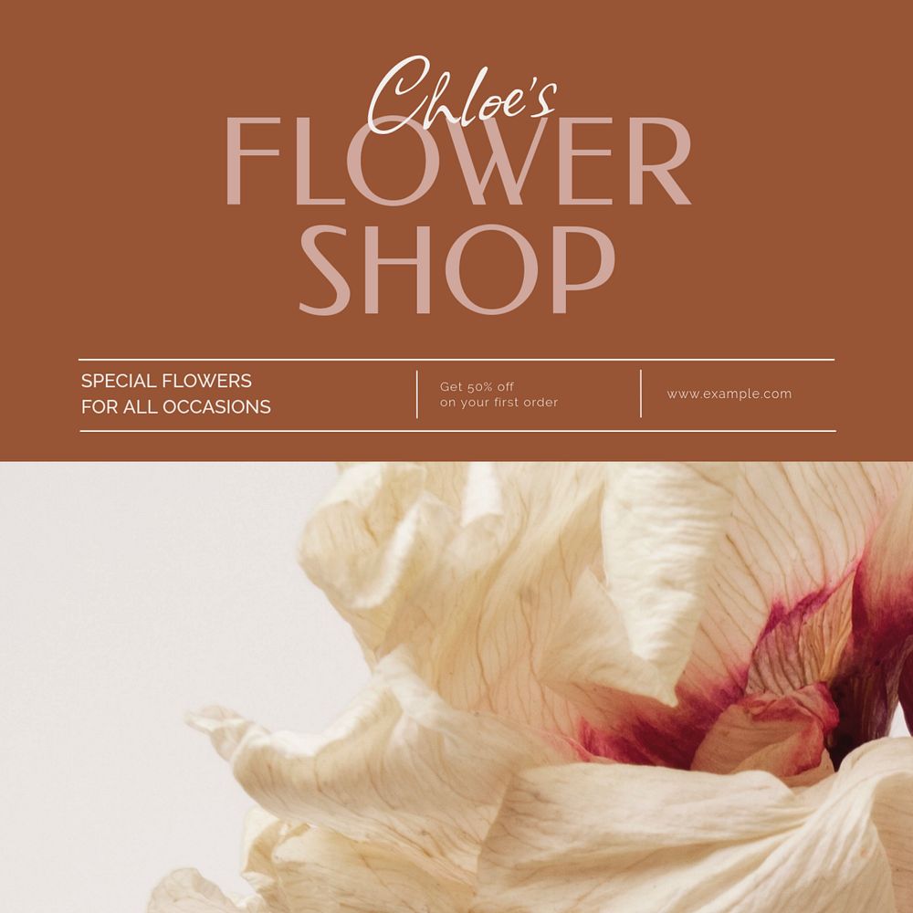 Flower shop Instagram post template, editable social media ad