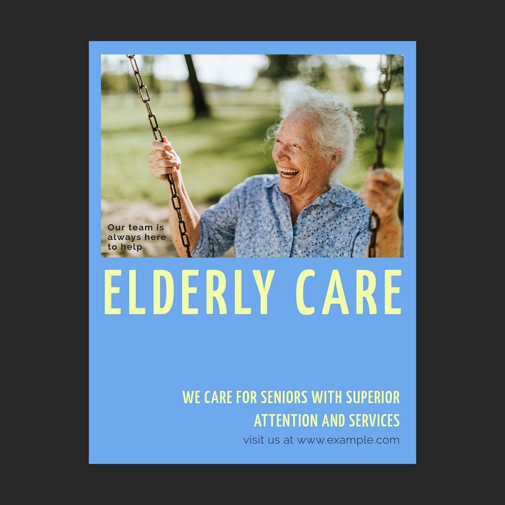 Elderly care nstagram post template, editable social media ad