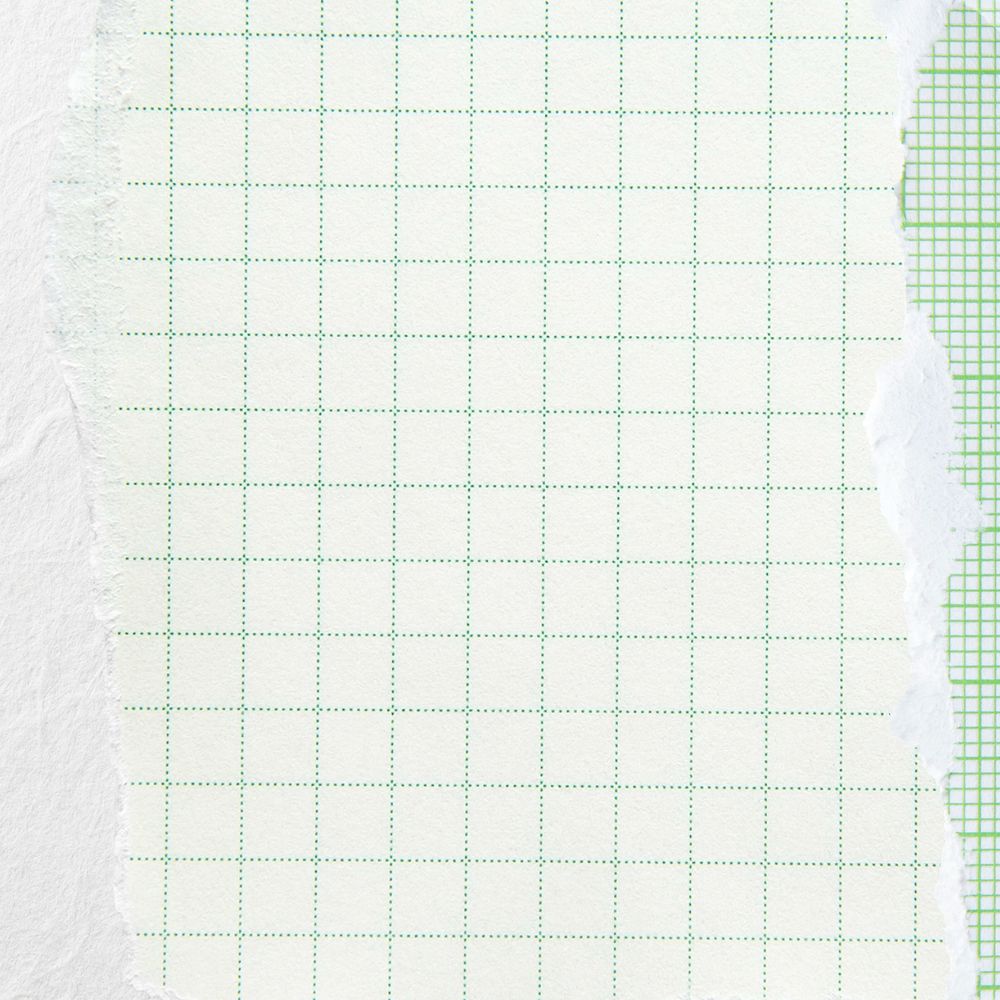 Editable green grid paper, ripped border collage design