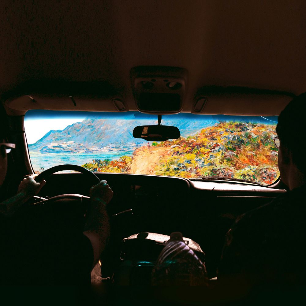 Road trip, nature landscape art remix. Remixed by rawpixel.