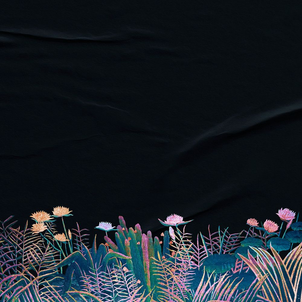 Henri Rousseau's nature black background. Remixed by rawpixel.