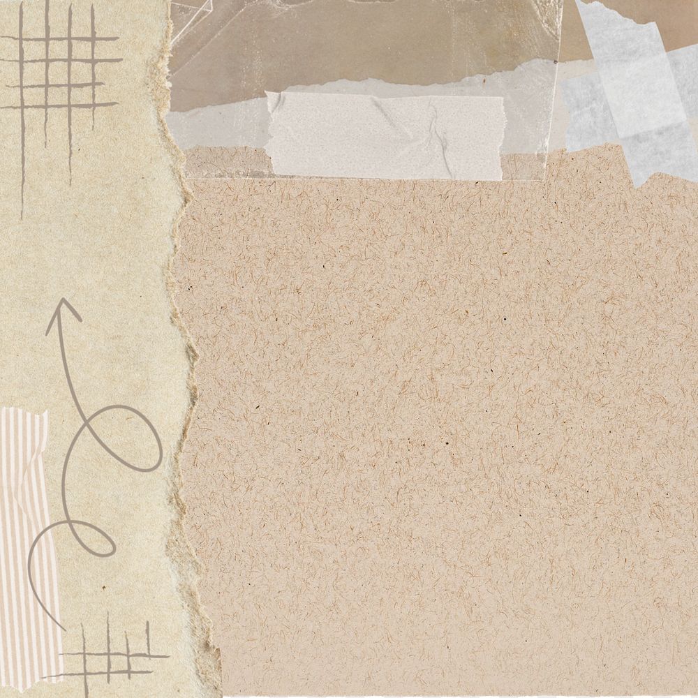 Brown ripped paper background, abstract border, editable design