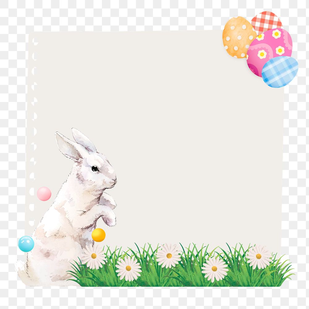 Easter bunny png, note paper remix, editable design