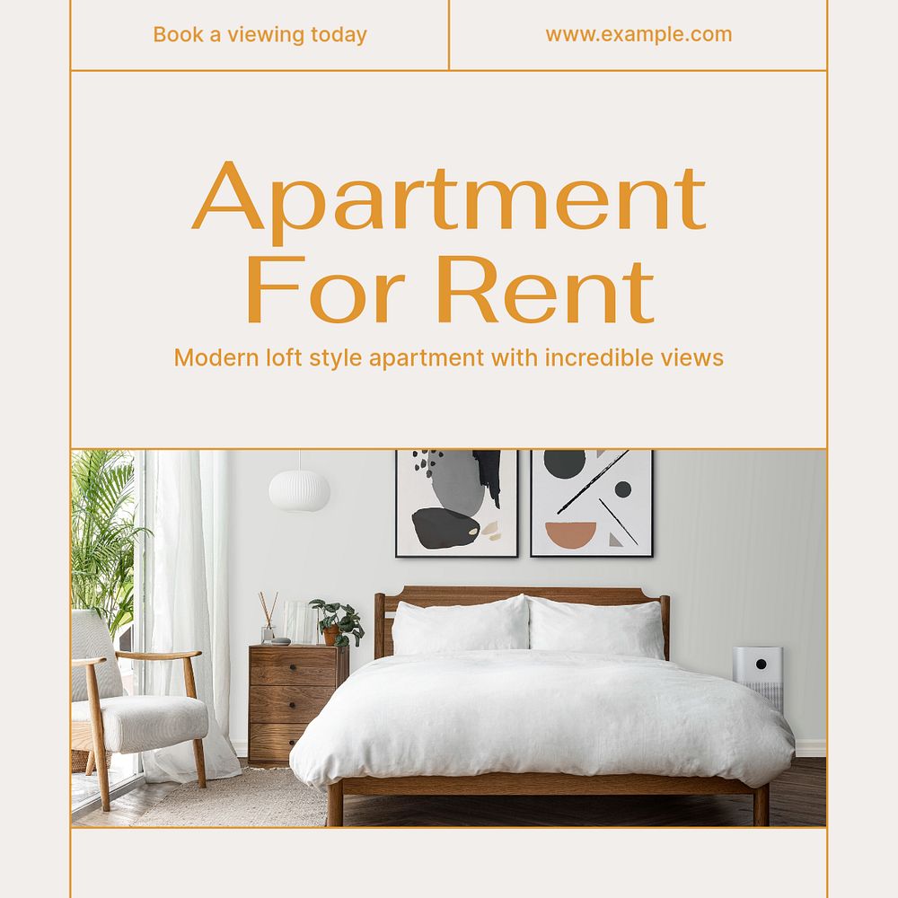 Apartment for rent Instagram post template, editable social media ad