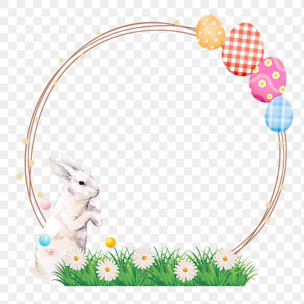 Easter bunny frame png, creative remix, editable design