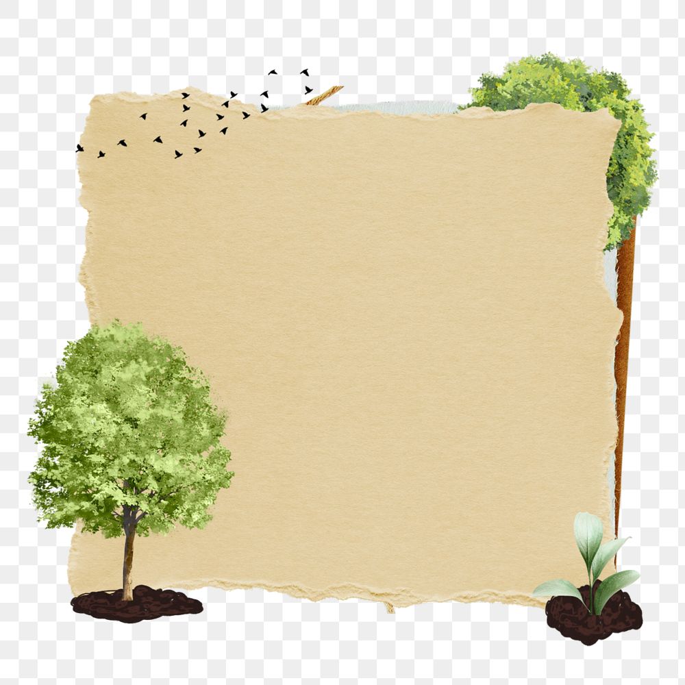 Trees environment png, note paper remix, editable design