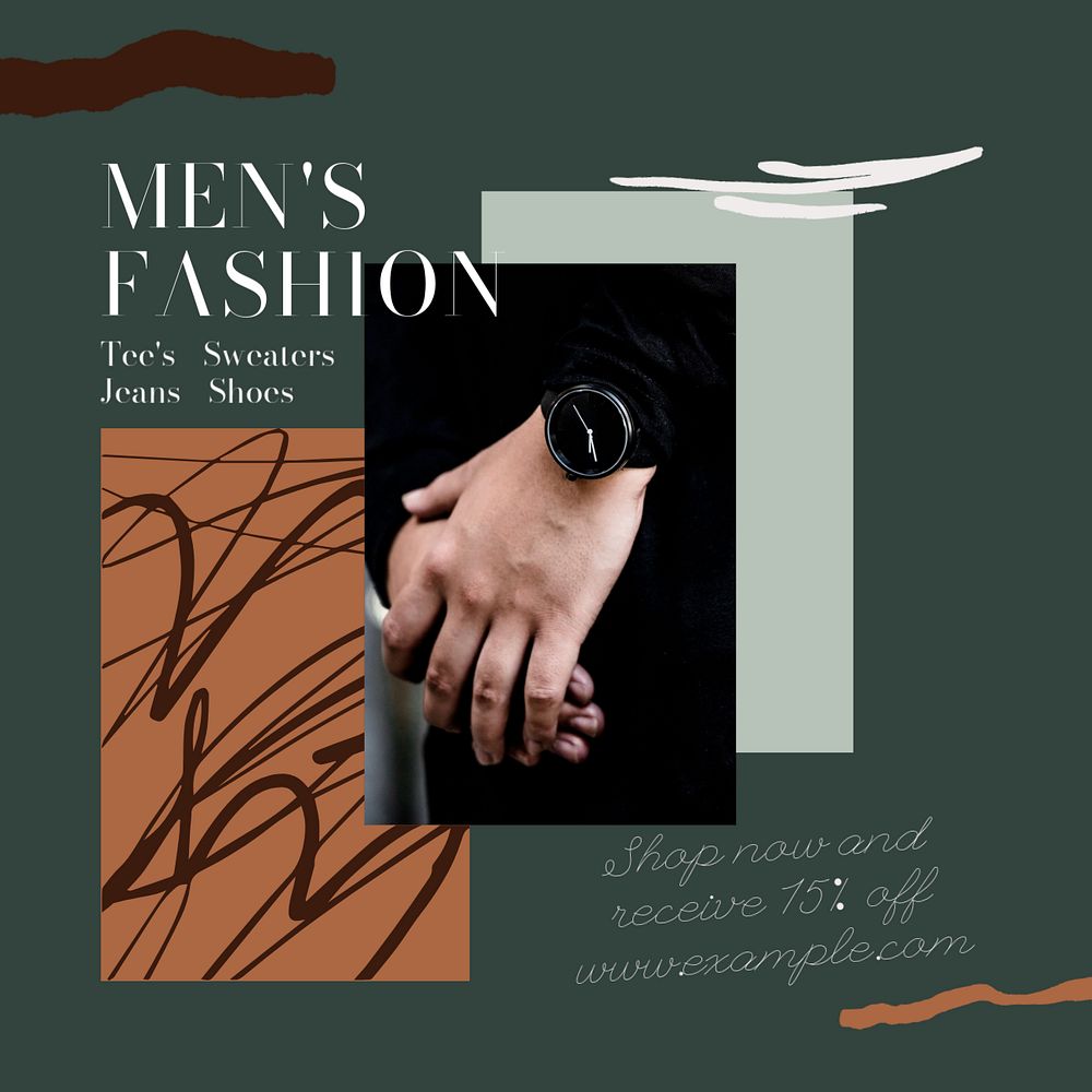 Men's fashion Instagram post template, editable social media ad