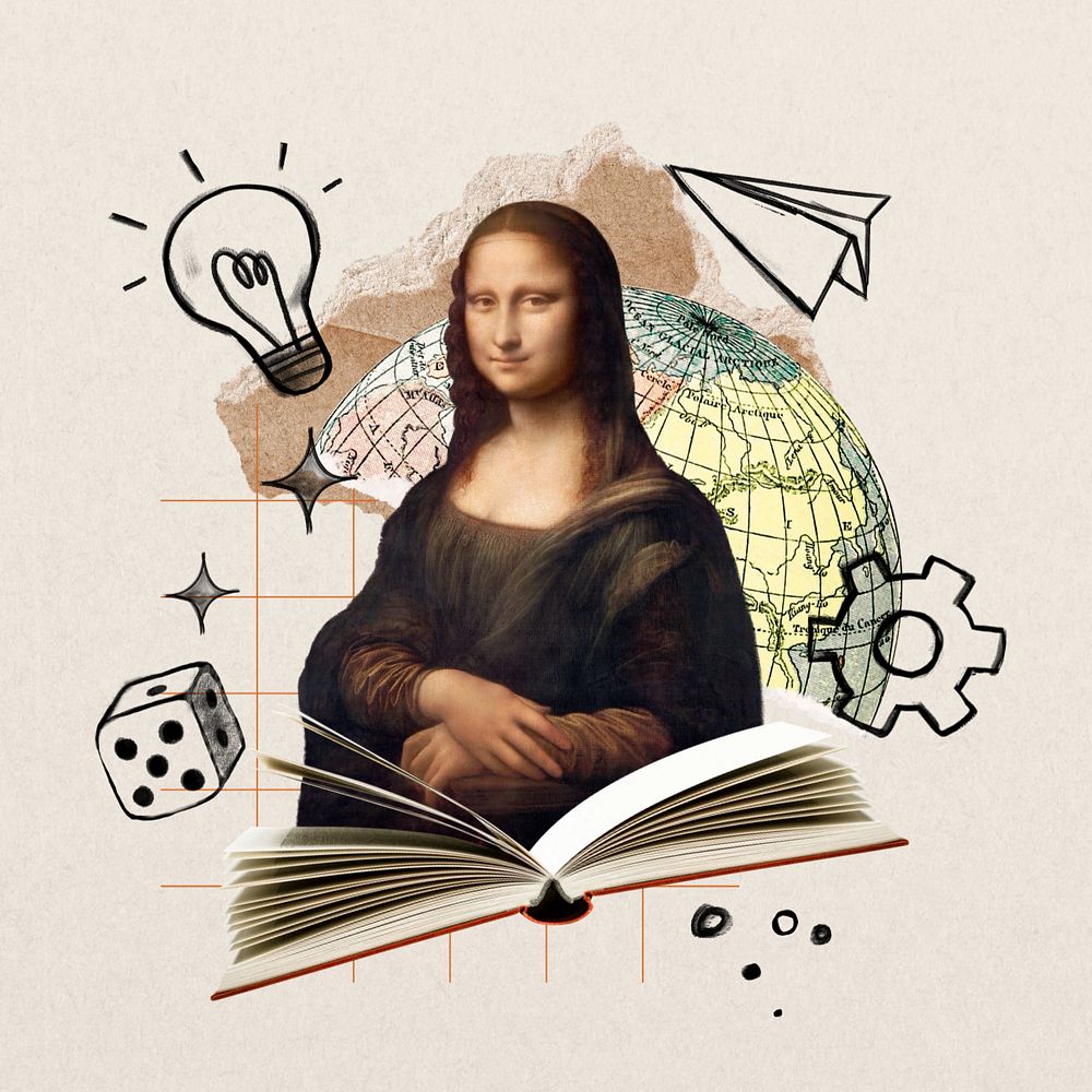 Mona Lisa collage element, customizable design. Artwork by Leonardo da Vinci, remixed by rawpixel.