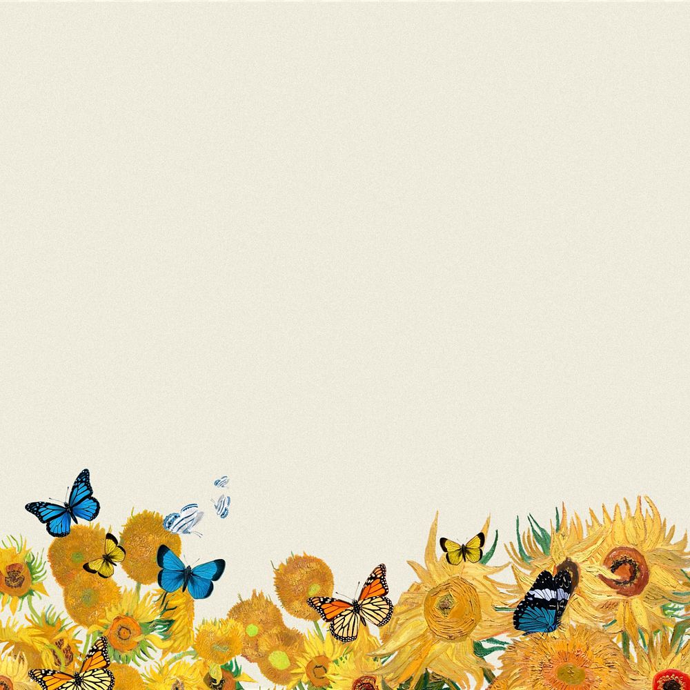 Sunflower border art remix background. Remixed by rawpixel.