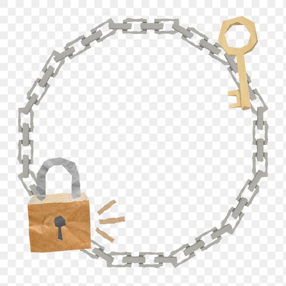 Lock and key frame png, creative remix, editable design