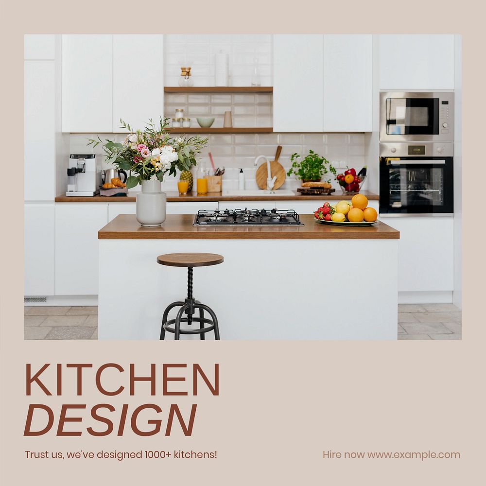 Kitchen design Instagram post template, editable social media ad