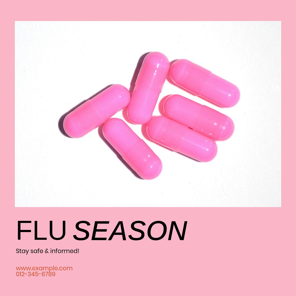 Flu season Instagram post template, editable social media ad