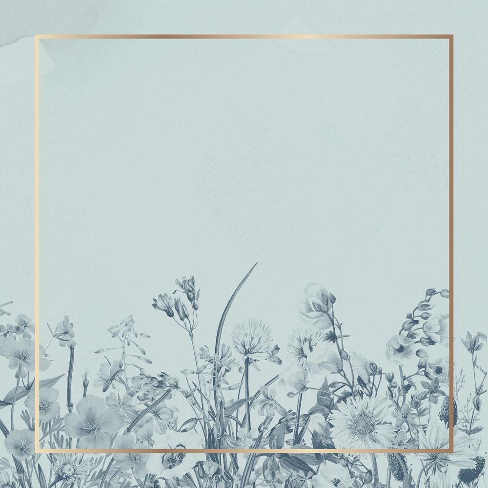 Editable Winter botanical border, gold frame illustration design