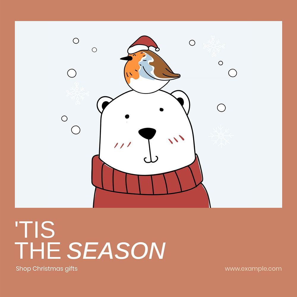 Tis the season Instagram post template, editable social media ad