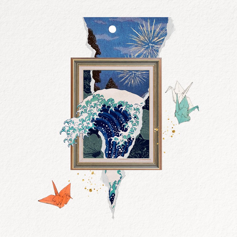 Great Wave off Kanagawa art remix. Remixed by rawpixel.